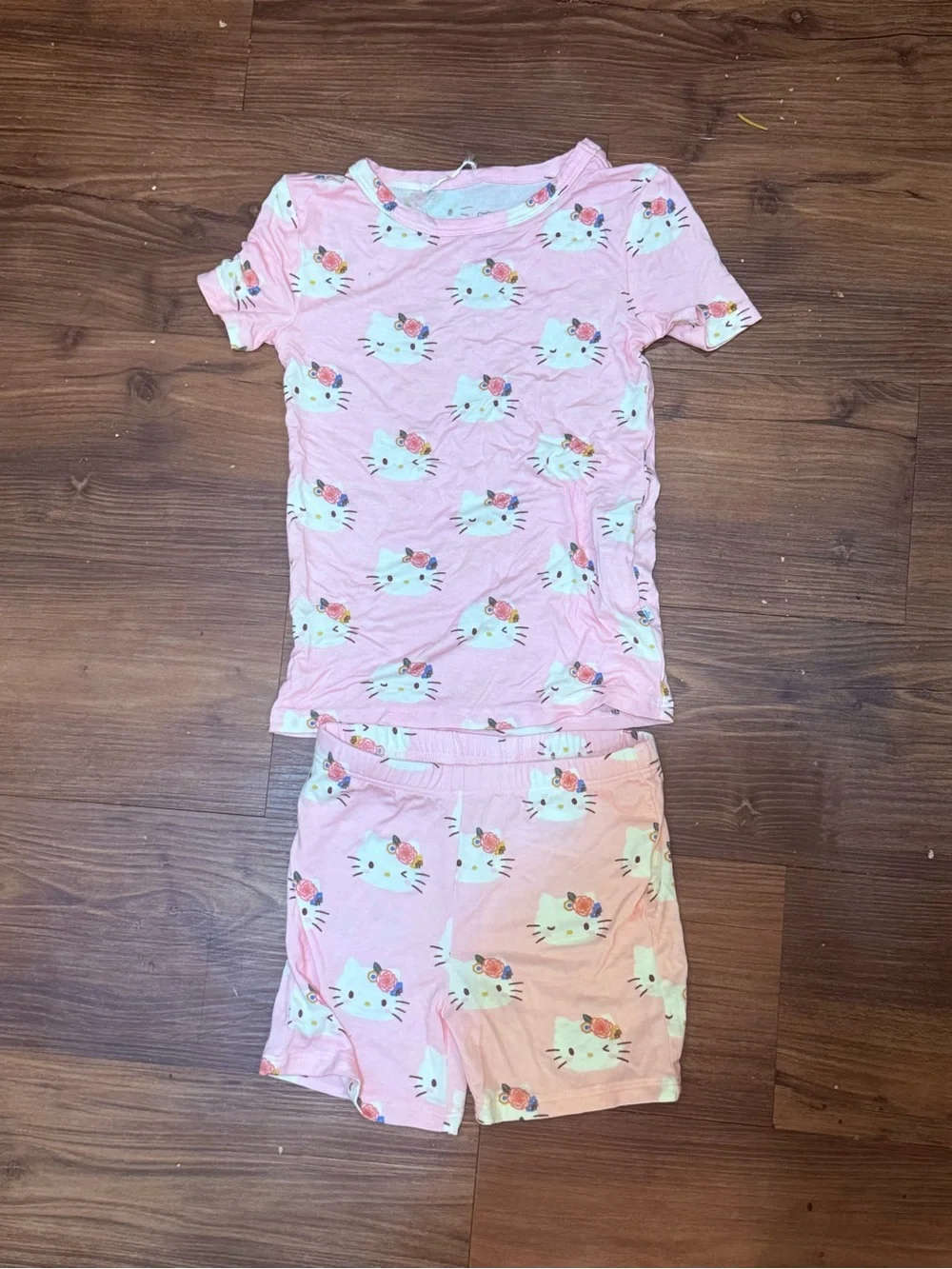 Posh Peanut Hello Kitty Pastel Pink Floral Pajama Top and Shorts